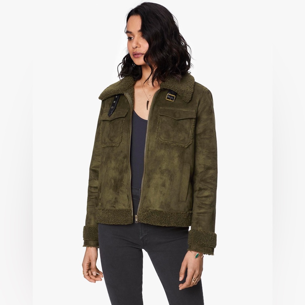 Mother Denim “The Four Corners” Faux Shearling Bomber Jacket Women’s Medium
